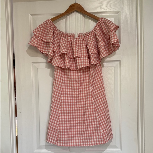 Cupshe Punk Gingham Off-Shoulder Swim Cover-Up - Picture 1 of 4